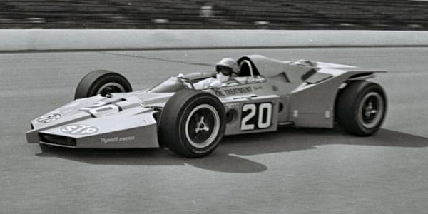 Art Pollard in the STP-Plymouth in practice for the 1969 Indy 500. Licenced by The Henry Ford under Creative Commons licence Attribution-NonCommercial-NoDerivs 2.0 Generic. Original image has been cropped.