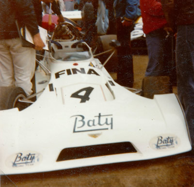 James Hunt's Team Baty Chevron B27 at Rouen in 1974. Copyright Gerard Barathieu. Used with permission.