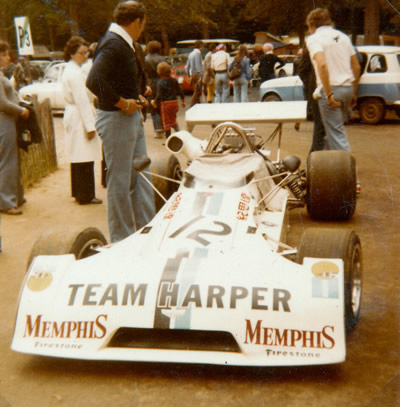 Dieter Quester's Team Harper Chevron B27 at Rouen in 1974. Copyright Gerard Barathieu. Used with permission.