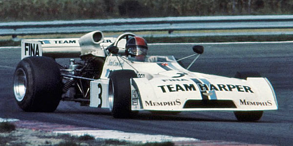 Jim Crawford guest-driving the Team Harper Chevron B27-BMW at Nogaro in 1974. Copyright Ted Walker 2014. Used with permission.