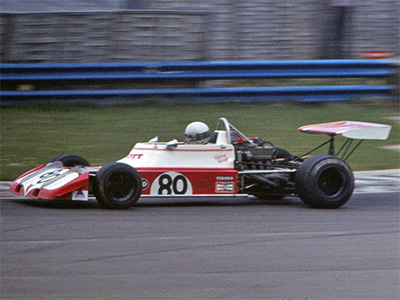 Dick Scott in his Formula 2 Scott at Thruxton in April 1973. Copyright Steve Wilkinson 2023. Used with permission.