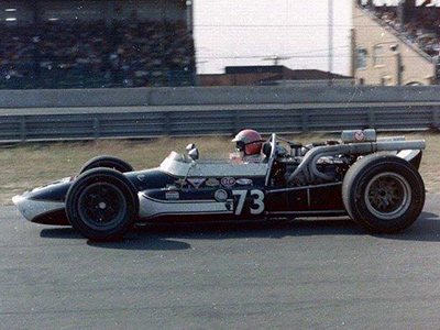 Karl Busson in his Halibrand-Chevy at Trenton in either 1970 or 1971. Copyright Rich Bunning 2020. Used with permission.