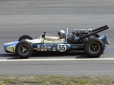 Gig Stephens in his Halibrand-Ford at Trenton in 1972, the seven-year-old car's last USAC race start. Copyright Rich Bunning 2020. Used with permission.