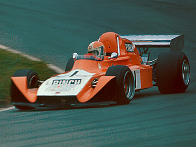 John Nicholson in the "ex-Gygax" Modus M3 at Oulton Park on 4 October 1975. Copyright Alan Cox 2010. Used with permission.