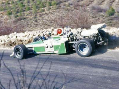 Alfonso Tórmez in his Brabham BT38 at Subida a Tosos in 1979. Copyright Enric Guillamot 2024. Used with permission.