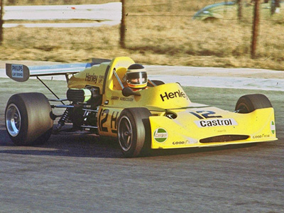 Garry Ainscough in his 74B-bodied March at Kyalami in 1976. Copyright David Pearson (<a href='http://www.motoprint.co.za/' target='_blank'>motoprint.co.za</a>) 2024. Used with permission.