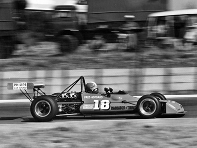 Fred Goddard in the Palliser WDB4 at Kyalami in 1976. Copyright David Pearson (<a href='http://www.motoprint.co.za/' target='_blank'>motoprint.co.za</a>) 2024. Used with permission.