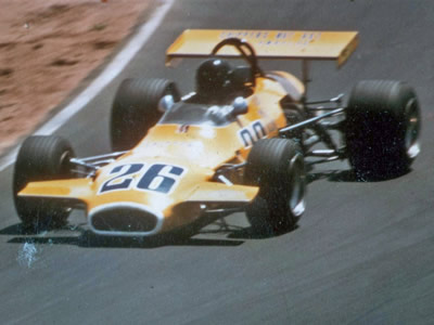 The Brabham BT29 of Phil Palm and Ron Pohl being raced at Riverside in 1972. Copyright Ron Pohl. Used with permission.