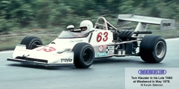 Tom Klausler in his Lola T460 at Westwood in May 1976. Copyright Kevin Skinner 2020. Used with permission.