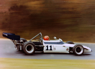 Ken Valan in his Brabham BT29 at Lime Rock in October 1976. Copyright Arny Spahn 2020. Used with permission.