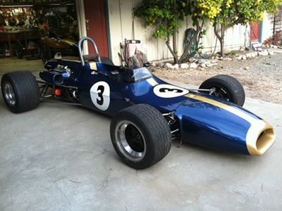 Dave Zurlinden's Brabham BT29 outside his garage in Carmel Valley in 2012. Copyright Dave Zurlinden 2025. Used with permission.