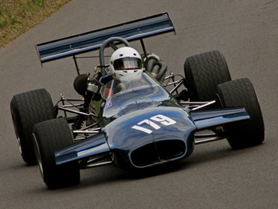 Richard Jones in his Brabham BT29X at Shelsley Walsh in August 2015. Copyright Peter Atkins 2025. Used with permission.