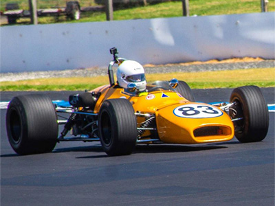 Simon Lambert in his Brabham BT29 at Phillip Island in March 2024. Copyright Cee Jones 2025. Used with permission.